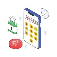Mobile Passcode isometric Colored illustration vector