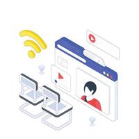 Online Certificate class isometric Colored illustration vector