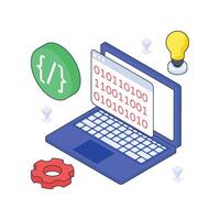 Binary Coding isometric Colored illustration vector