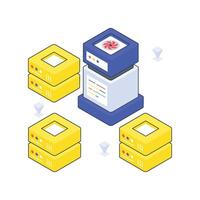 Server Connection isometric Colored illustration. vector
