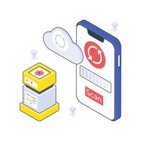 App Syncing isometric Colored illustration vector