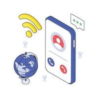 Global Communication isometric Colored illustration vector