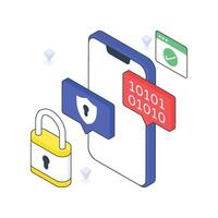 End to End Encryption isometric Colored illustration. vector