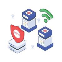 VPN Hosting isometric Colored illustration. vector
