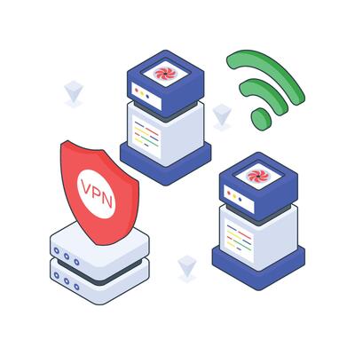 VPN Hosting isometric Colored illustration.