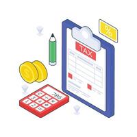 Tax Calculation calculator isometric Colored illustration EPS File stock illustration vector