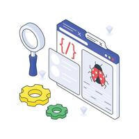 Bug Software Testing isometric Colored illustration. vector