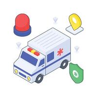 Ambulance isometric Colored illustration. EPS File stock illustration vector