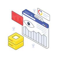 Data Monitoring isometric Colored illustration. vector