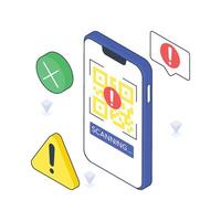 QRcode Error isometric Colored illustration. vector