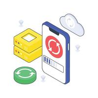 Data Backup isometric Colored illustration vector