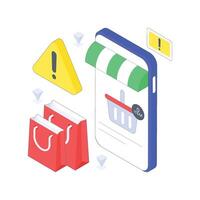 Empty Cart isometric Colored illustration. vector