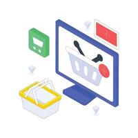 Add To Basket isometric Colored illustration. vector