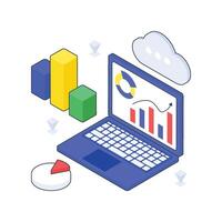 Cloud Analytics isometric Colored illustration. vector