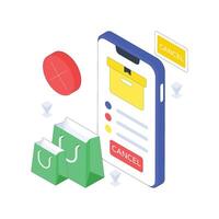 Cancel Order isometric Colored illustration. vector
