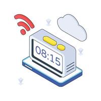 Digital Clock isometric Colored illustration vector
