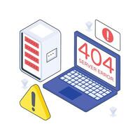 Server Error isometric Colored illustration. eps vector