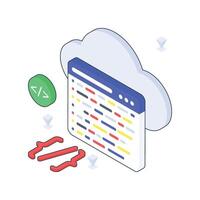 Clouds Coding isometric Colored illustration. vector