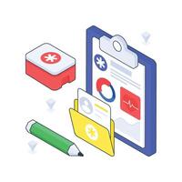 Health Data Analysis isometric Colored illustration. EPS File stock illustration vector