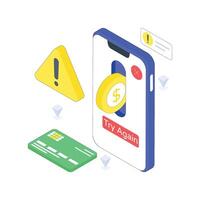 Payment Error isometric Colored illustration. vector