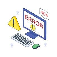 System Error isometric Colored illustration. vector