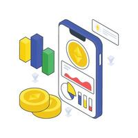 Ethereum Analysis isometric Colored illustration. vector
