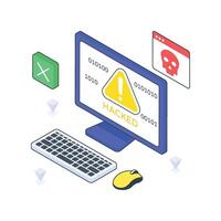 System Hacked isometric Colored illustration. vector