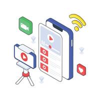 Mobile Streaming isometric Colored illustration vector