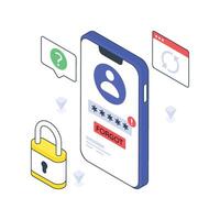 Password Recovery isometric Colored illustration. vector
