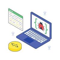 Code Bug isometric Colored illustration. vector