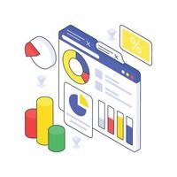 Analytics Report isometric Colored illustration. vector