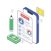 Accounts Report isometric Colored illustration. vector