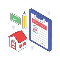 Property Contract isometric Colored illustration vector