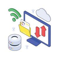 Cloud Data Transfer isometric Colored illustration vector