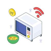 Smart Microwave isometric Colored illustration vector