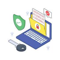 Folder Security Data Encryption isometric Colored illustration. vector