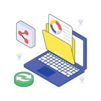 Folder Share isometric Colored illustration vector