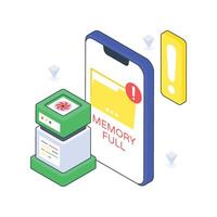 Memory Full isometric Colored illustration vector
