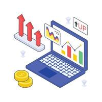 Growth Analytics isometric Colored illustration. vector