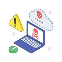 Cloud Hacking isometric Colored illustration. vector