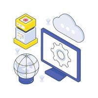 Big Data Server isometric Colored illustration. vector