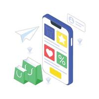 Convenient App Shopping App isometric Colored illustration. vector