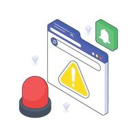 Web Alert isometric Colored illustration. vector