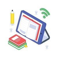 Studying Online Using Tablet isometric Colored illustration vector
