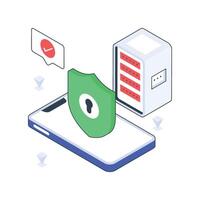 Secure Server isometric Colored illustration. vector