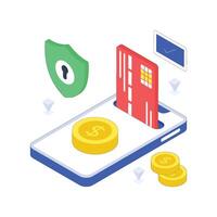 Secure Payment isometric Colored illustration vector