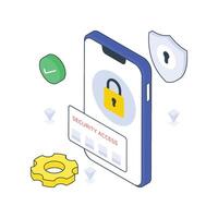 Application Security isometric Colored illustration. vector