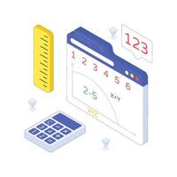 Online Math Class isometric Colored illustration vector