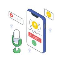 Microphone Access isometric Colored illustration vector