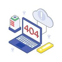 Cloud Error isometric Colored illustration vector